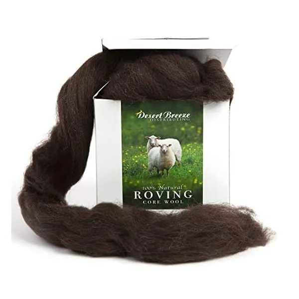 
                            100% Natural Wool Roving Top, Un-Dyed Dark Chocolate, 8 OZ Corriedale, Made in South America, Best Core Wool for Needle Felting, Wet Felting, Spinning, Dryer Balls, Big Yarn Roving, 28.5 Micron
                        