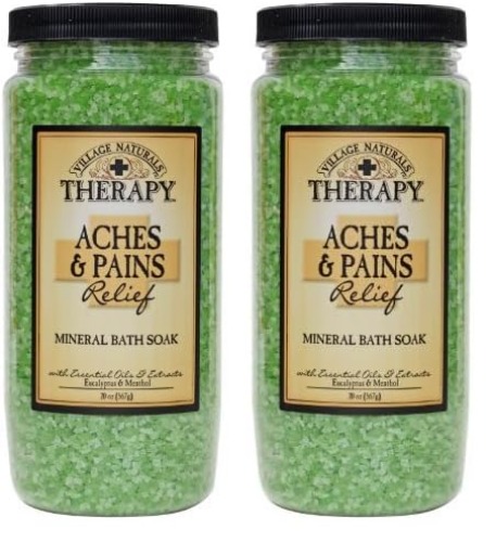 Village Naturals Therapy Aches & Pains Mineral Bath Soak 20 oz (Pack of 2) - 1.25 Pound (Pack of 2)