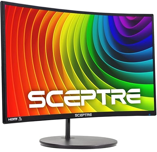 Sceptre Curved 27" FHD 1080p Gaming Monitor R1500 98% sRGB HDMI VGA 75Hz Build-in Speakers, Blue Light Shift Machine Black (C278W-1920RN series) - 27" Curved 75hz 98% sRGB