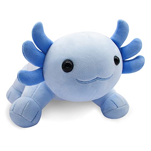 CHUDATOM 10.5'' Axolotl Plush Toy - Soft, Cute, Kawaii Stuffed Animal Pillow Doll for Kids' Birthdays & Home Decoration - Blue