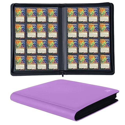 MORABTO Premium 1000+ Pockets Card Binder,16 Pockets Trading Card Binder Ringless Side Loading Trading Card Album Folder for TCG -Purple - Purple