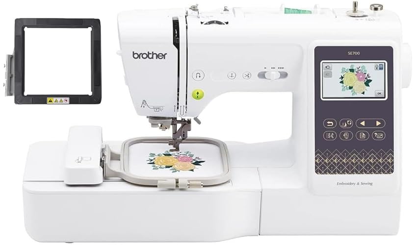 Brother SE700 Sewing and Embroidery Machine with Wireless LAN, 3.7" Touchscreen, SAMFM100 4" x 4" Magnetic Hoop - SE700 + Magnetic Hoop