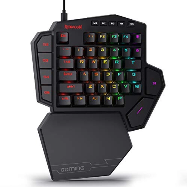 Redragon K585 DITI One-Handed RGB Mechanical Gaming Keyboard, 42 Keys Type-C Professional Gaming Keypad w/Upgraded Hot-Swappable Socket, 7 Onboard Macro Keys & Detachable Wrist Rest