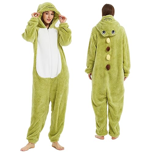 III HHONS Onesie Adult Costume Animal Pajamas Halloween Cosplay Sleepwear for Women/Men - Frog - Medium