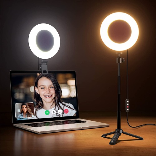 Weilisi 6.5'' Ring Light for Computer with Adjustable Tripod,3 Light Modes Video Conference Lighting,Mini Ring Light for Laptop,Webcam Light,Zoom Light,Desk Ring Light,Selfie Ring Light