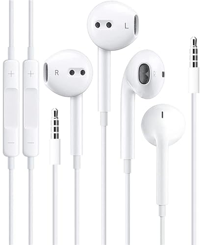 2 Pack Wired Apple Earbuds/iPhone Headphones/Earphones with 3.5mm Wired[Apple MFi Certified] with Mic, Volume Control Support for iPhone,iPad,iPod,Computer,MP3/4,Android Most 3.5mm Audio Devices - 3.5mm 2PC