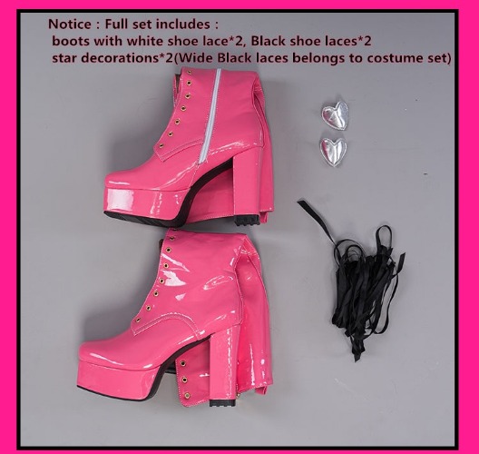 Uwowo Monster High Cosplay Shoes Draculaura Shoes Pink Boots - 37