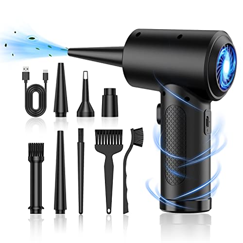 Compressed-Air-Duster-Electric- 12,0000RPM -Air Duster with LED Light, 3 Gear 7600mAh Rechargeable Cordless Air Duster for Computer Keyboard Car Cleaning Kit Swimming Ring - 120000RPM