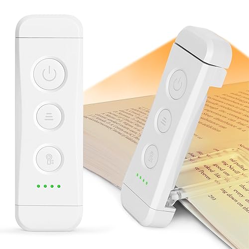Glocusent Reading Light Book Light Clip On, Eye Caring Reading Lights for Books in Bed, 3 Colours & 5 Brightness Dimmable, Portable & Flexible, Long Lasting up to 80 hrs, Perfect for Book Lover - Arctic White