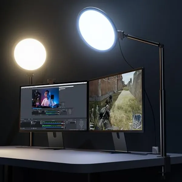 Weilisi 10.2" Desk Ring Light with Stand for Zoom Meetings, Ring Light for Desk with Clamp, 360° Rotate & Flexible Height Video Conference Light, Adjust Arm Desk Lamp Zoom Light for Home Office
