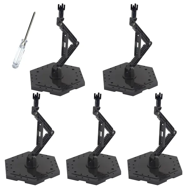 XISTEST Hobby Action Base, Model Stand Hobby Display Stand Compatible with Gundam HG RG 1/144 Scale Figure Models, Black (5pcs) - 
