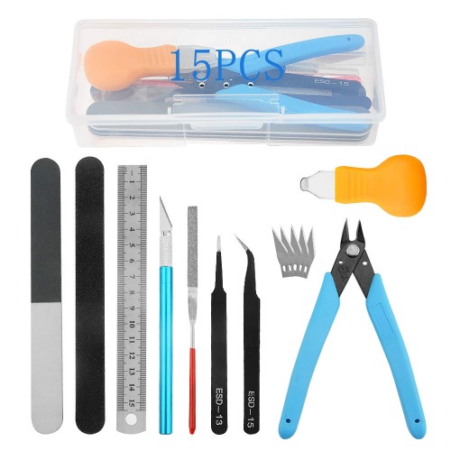 Bigstone 15 PCS Gundam Model Tools Kit Hobby Building Tools Set for Cars, Airplanes, Buildings, Gundam, Robots Models Building Repairing and Fixing ext. - 