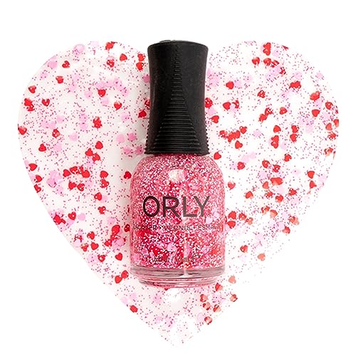 Orly Nail Polish 'Crush' | Valentine's Day Red and Pink Nail Lacquer | Confetti Glitter Top Coat for Nails 0.6 fl oz - Crush