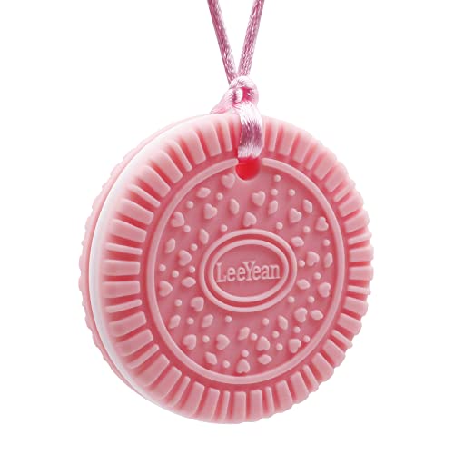 Chew Necklaces for Sensory Kids, Silicone Chewable Pendant for Autism, Chewing, ADHD, SPD, Sensory Oral Motor Aids for Boys and Girls, Chewy Toy for Adults (Pink) - Pink
