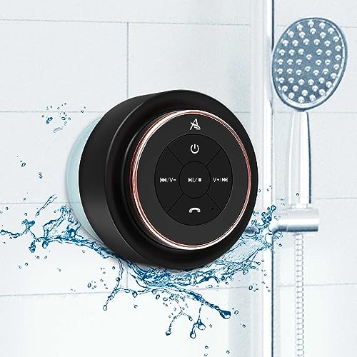 XLEADER Rose Gold Bluetooth Shower Speaker, SoundAngel Mate Certified IPX7 Waterproof Bathroom Speaker with Suction Cup Mic 5W Crystal Sound, 15H Playtime, for Girls Women - B Rose Gold