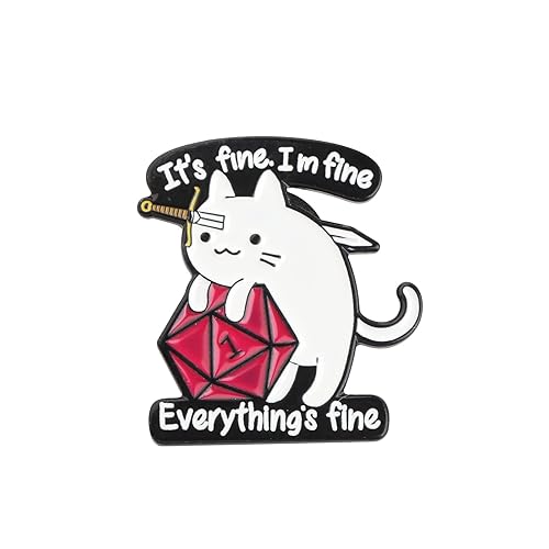 SEIRAA Dungeons And Cat DND Jewelry D&D Player Gifts RPG Gamer Brooch - Cat Brooch