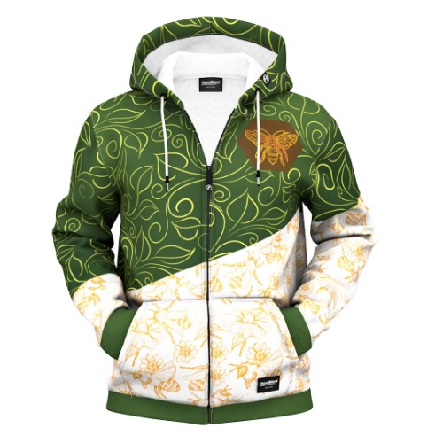 Floral Bee Zip Up Hoodie | XXL
