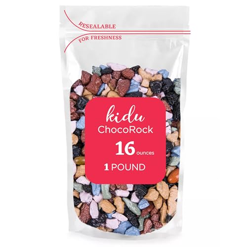Chocolate Rocks Kidu Candy Bulk, Candy Coated Rock Candy Chunks, Edible Rocks Pebbles Stones For Cake Decorating In A Convenient Resalable Bag Of Bulk Candy Chocolate (16 Ounce) - Chocolate - 1 Pound (Pack of 1)