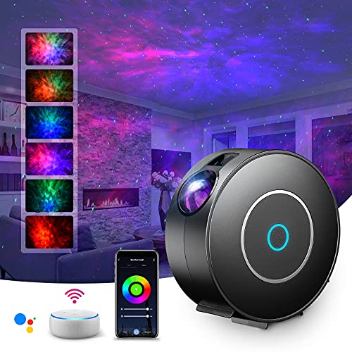 SUPPOU Projecteur Ciel Étoilé LED, Intelligent Projecteur Étoilé Veilleuse Projecteur Galaxie,Gradation/Contrôle vocal/Connexion WiFi/Minuterie,Chambre Décorer,Cadeau,Noël,Google Assistant (Noir) - Noir