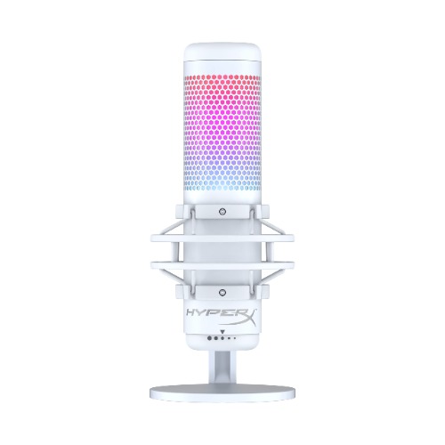 HyperX QuadCast S Blanco, Micrófono de Condensador USB RGB para PC, PS4 y Mac, Montaje antivibración, Cuatro Patrones Polares, Filtro Pop, Control de Ganancia, 519P0AA - QuadCast - White