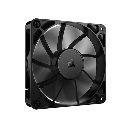 CORSAIR RS120 120mm PWM Fan – Daisy-Chain Connection – Low-Noise – Magnetic Dome Bearing – Single Pack – Black - Non-ARGB - 1 x 120mm - Black