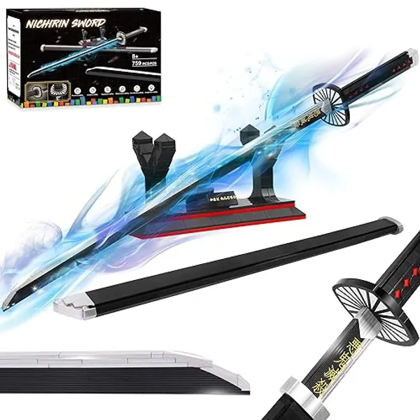 Demon Slayer Swords Building Block, 40in Kamado Tanjiro Sword Building Block with Scabbard and Stand, Anime Sword Toy Building Set Katana Demon Slayer Gift Toys for Ages 8-13, 759 Pcs