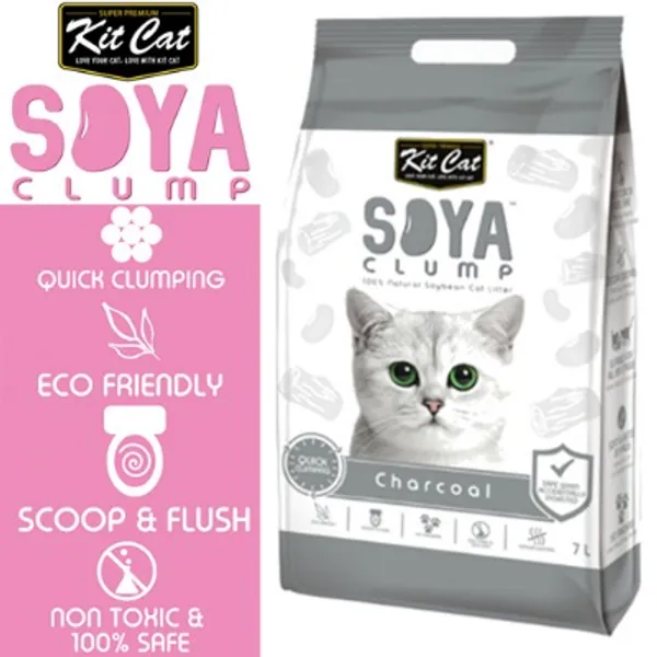 Kit Cat Soya Clump Kitty Litter (Charcoal) one pack