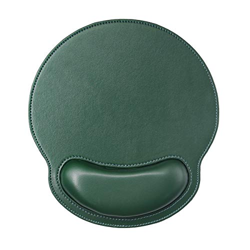 RICHEN Ergonomic PU Leather Mouse Pad with Wrist Support,Comfort Memory Foam,Waterproof Surface，Non- Slip Rubber Base for Computer Laptop & Mac,Lightweight Rest for Home,Office & Travel (Dark Green) - Dark Green