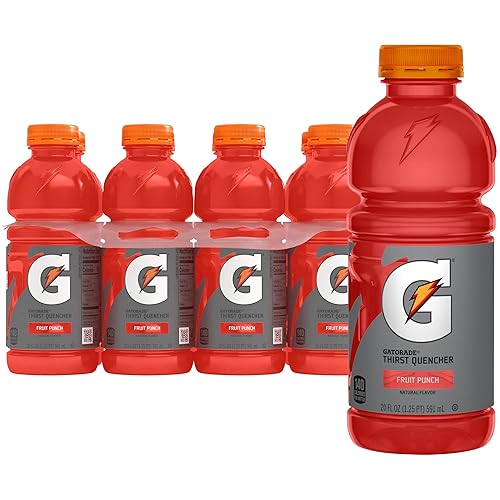 Gatorade Thirst Quencher Sports Drink, Fruit Punch, 20oz Bottle, 8 Pack, Electrolytes for Rehydration - Fruit Punch - 20 Fl Oz (Pack of 8)