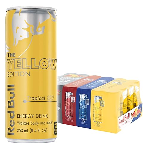 Red Bull Editions, Variety Pack 8.4 Fl Oz (24 pack) - Peach, Blueberry, Tropical - 8.4 Fl Oz (Pack of 24)