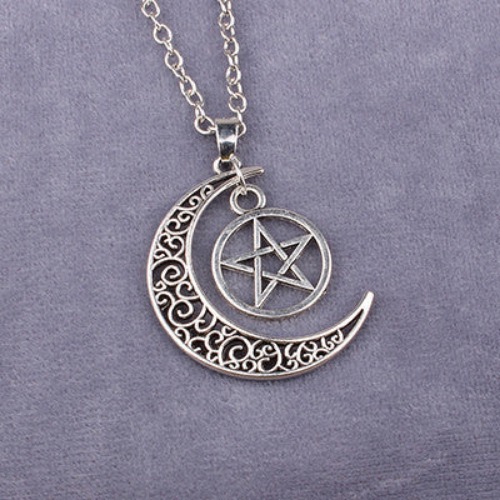 Triple Moon Goddess Pentagram Necklace - 2
