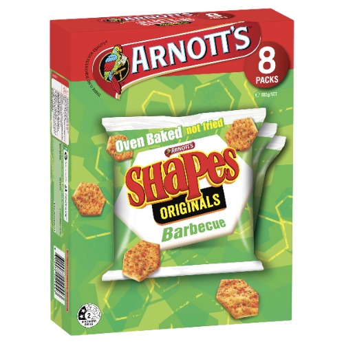 Arnott's Shapes Original Crackers BBQ Multipack 8 Pack