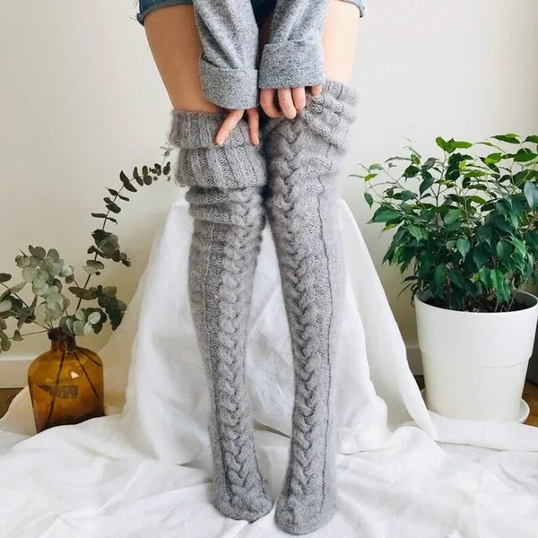 Long Length Socks • Leg warmer Socks • Over the knee lengthened long tube knitted pile socks • Winter Socks