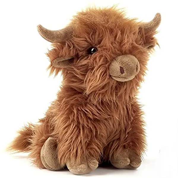 26cm Large Highland Cow Cuddly Soft Toy - Brown