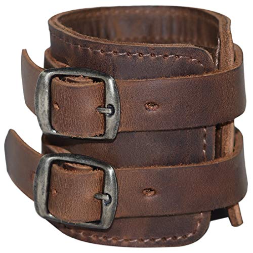 Hide & Drink, Stylish Wrist Wallet Cuff Handmade from Full Grain Leather - Hidden Pocket for Cash, Safe for Travelers & Bikers - Wristband with Secret Pouch (Bourbon Brown) - Regular - Bourbon Brown