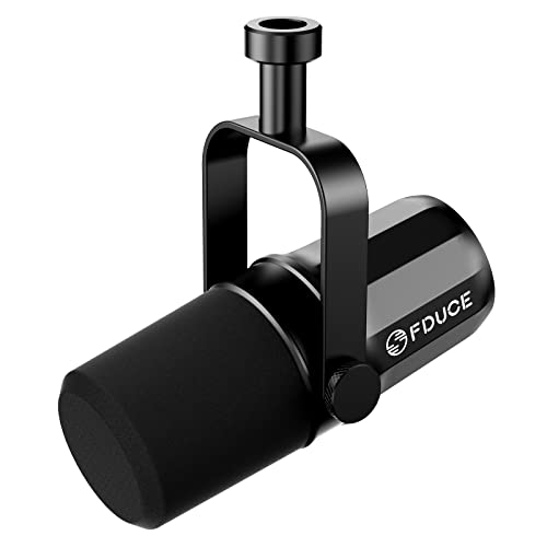 FDUCE Microfono dinamico SL40X XLR per registrazione vocale, podcasting, giochi, live streaming e trasmissione, microfono cardioide interamente in metallo, tecnologia di isolamento vocale - nero