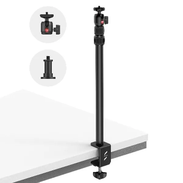 SmallRig Selection Camera Desk Mount Table Stand with 1/4" Ball Head, 13"-35.4" Adjustable Light Stand, Tabletop C Clamp for DSLR Camera, Ring Light, Live Streaming, Photo Video Shooting - 3488