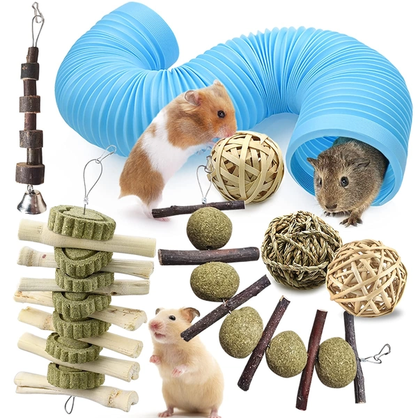 Changeary Guinea Pig Toys 7 Pieces Set-Rat Toys Rat Cage Accessories Adjustable Guinea Pig Tunnel Hamster Balls for Small Animals Playing, 7 Piece Set