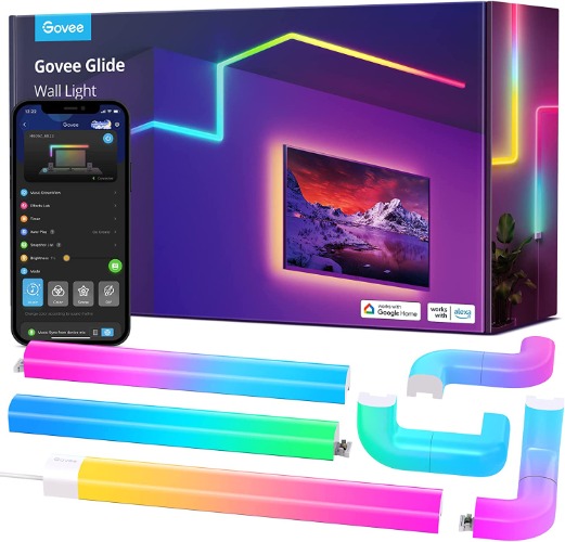 Govee RGBIC 3D Wall Light Glide, Smart Wall Sconces for Gaming and Living Room, Multicolor Customizable, Music Sync Game Decor LED Light Bar, Works with Alexa and Google Assistant, 9 Pcs and 6 Corners - 9Pcs+6Corners