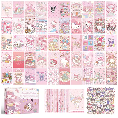 NIKANOMI 110Pcs Anime Wall Collage Kit Aesthetic Pictures Pink 4x6 inch Room Decor Kawaii and Sweet Dorm Photo for Teen Girls