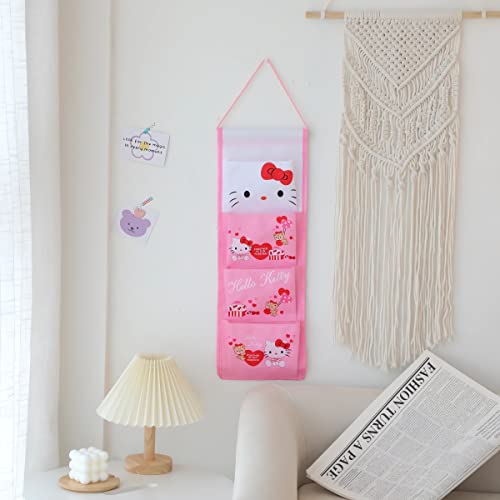 Zmioviq Cute Cartoon Hanging Closet Organizers and Storage, 4-Shelf Closet Hanging Storage Shelves for Girls Bedroom - Pink-1-1