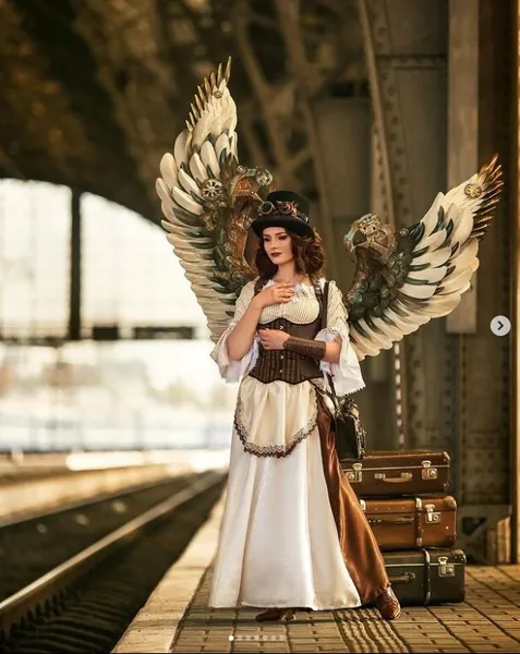 Wings steampunk, biomechanical, unique wings, steampunk costume, Gothic Wings, wings with cogs, wings, white angel wings