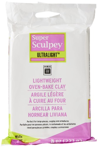 Super Sculpey Ultralight White, Lightweight, Non Toxic. Soft, Sculpting Modeling Polymer clay, Oven-bake clay, 8 oz bar. Great for all advanced sculptors, artists and cosplayers. - 