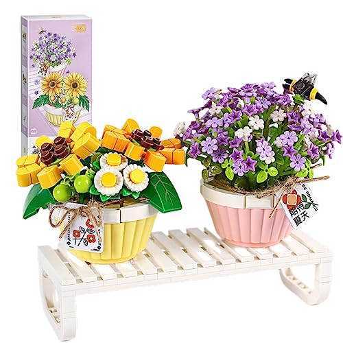 EasyAgo Mini Bricks Artificial Flower Bouquet Building Sets，DIY Simulation Plant Series Creative Toys,Birthday Gift for Adults Women Teens Kids 6+ Years Old （Early Summer） - early summer