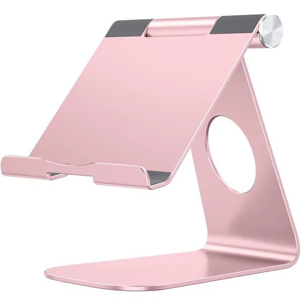 Tablet Stand Holder Adjustable, OMOTON T1 iPad Stand, Desktop Aluminum Tablet Dock Cradle Compatible with iPad Air 4/Mini, New iPad 10.2/9.7, iPad Pro 11/12.9, Samsung, Nintendo and More, Rose Gold - Rose Gold