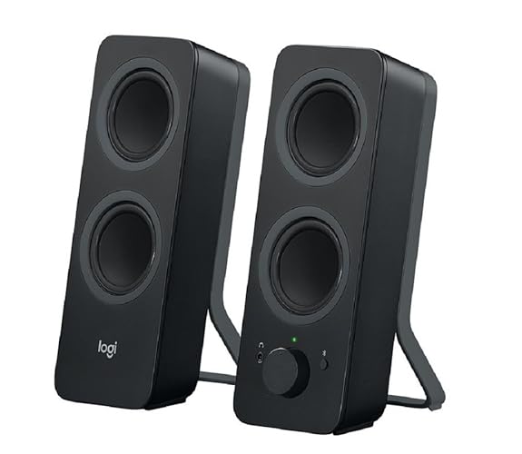 Logitech Z207 Wireless Bluetooth PC Speakers, Stereo Sound, 10 Watts Peak Power, 3.5mm Audio Input, Headphone Jack, Multi Device, Easy Switch, UK Plug, Computer/TV/Smartphone/Tablet - Black - Black - single - Z207 - 2.0 Bluetooth