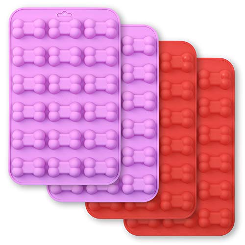 Cozihom Bone Shaped Silicone Moulds, 18 Cavity, Food Grade, BPA Free, for Chocolate, Candy, Cake, Pudding, Jelly, Dog Treats. 4 Pcs