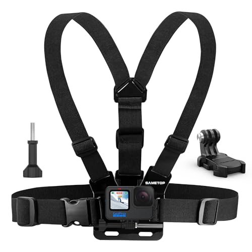 Sametop Chest Mount Strap Harness Chesty Body Mount Compatible with GoPro Hero 12, 11, 10, 9, 8, 7, 6, 5, 4, Session, 3+, 3, 2, 1, Max, Hero (2018), AKASO, DJI Osmo Action Cameras - Chest Mount