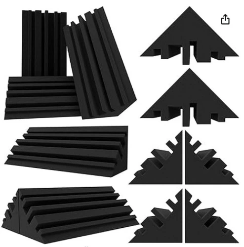 TroyStudio Periodic Bass Traps - 4 X 4 X 12 Inches 12 Pcs Dense Studio Acoustic Foam, Acoustic Bass Corner Reduce Reverb Echo, Acoustical Treatment Sound Foams for Home, Office Recording Studio 