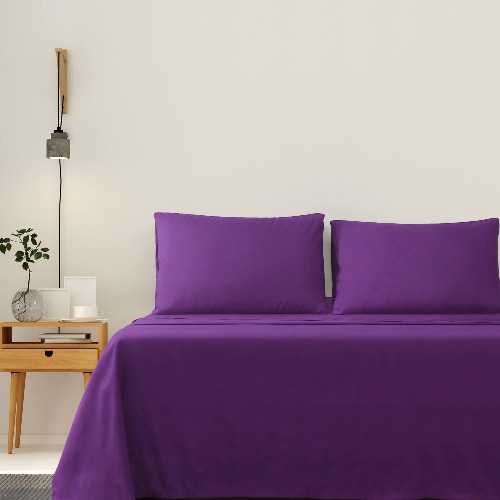 JustLINEN-LINENOVA 3 Piece King Single Bed Sheet Set- 1200TC Ultra-Soft Microfibre Bed Sheets - Breathable Bedding - Wrinkle, Fade, Stain Resistant - Deep Pocket (Purple, King Single)